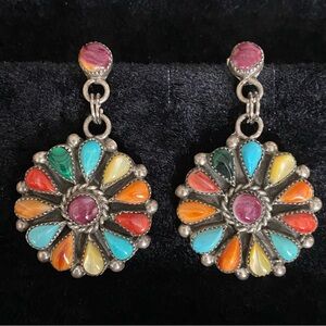 Vintage Phyllis Coonsis Sterling Silver Cluster Drop Earrings